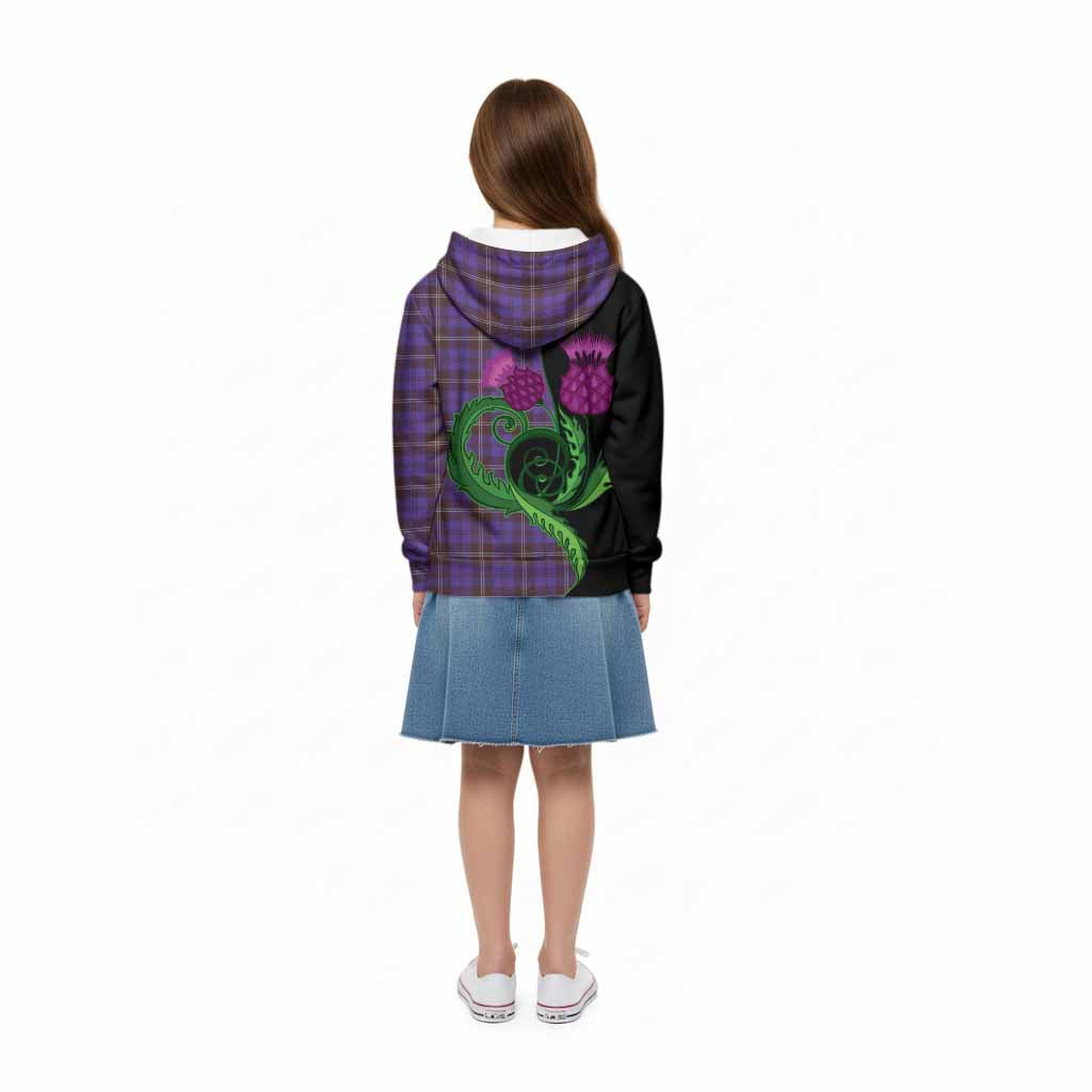 Swan Tartan Kid Hoodie Traditional Scottish Thistle