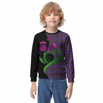 Swan Tartan Kid Knitted Sweatshirt Traditional Scottish Thistle