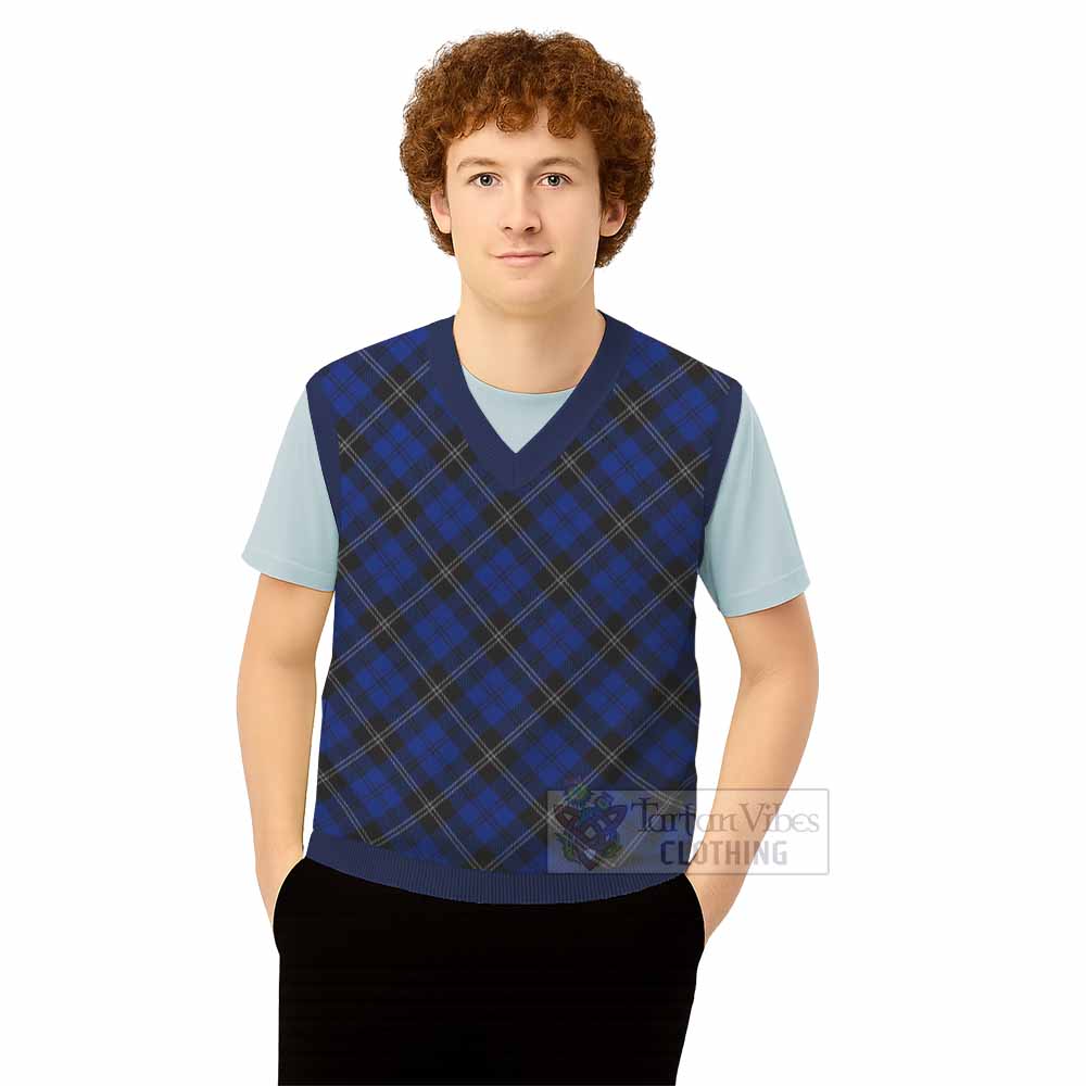 Swan Tartan  Knitted V-Neck Vest Cross Style