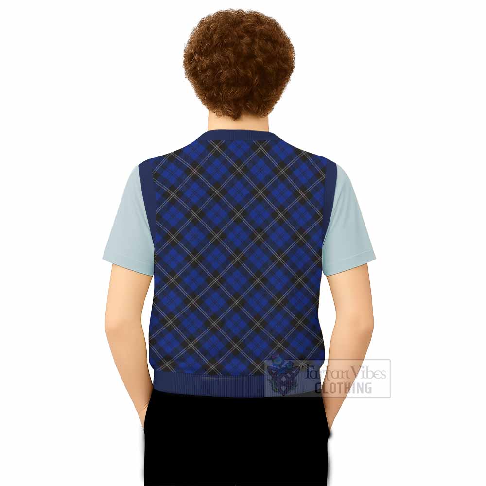 Swan Tartan  Knitted V-Neck Vest Cross Style