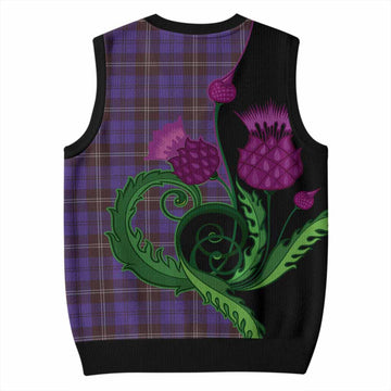 Swan Tartan Knitted V-Neck Vest Traditional Scottish Thistle