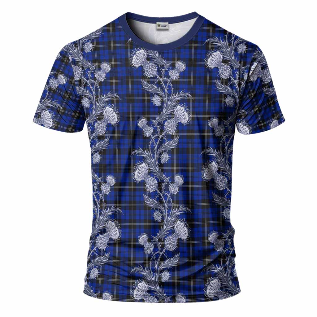 Swan Tartan T-Shirt Seamless Scottish Thistle Flowers