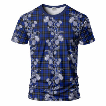 Swan Tartan T-Shirt Seamless Scottish Thistle Flowers