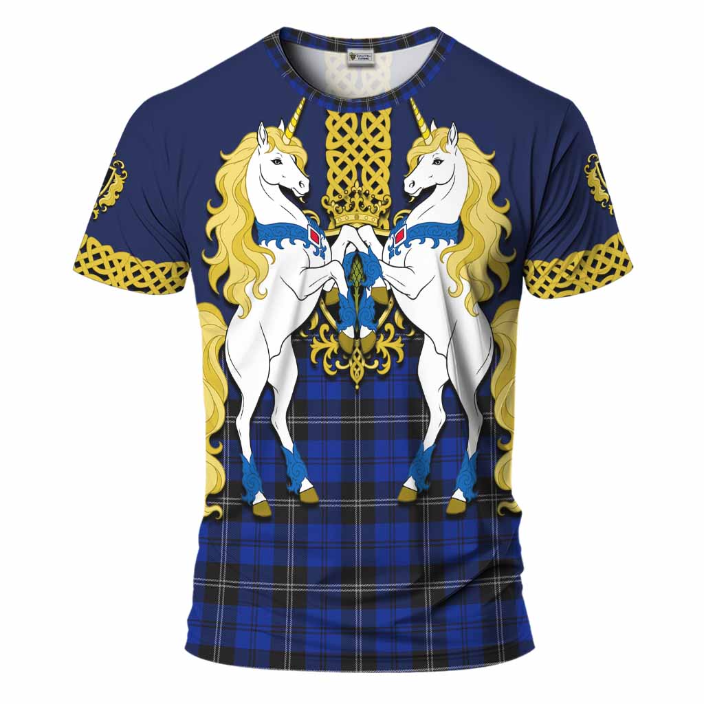 Swan Tartan T-Shirt Unicorn Celtic Knot And Thistle Emblem