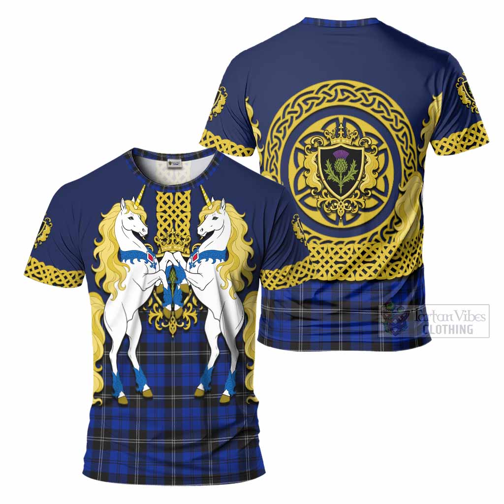 Swan Tartan T-Shirt Unicorn Celtic Knot And Thistle Emblem