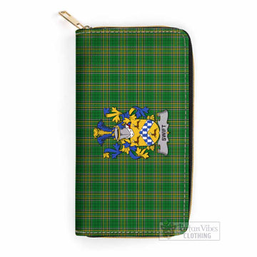 Tartan Vibes Clothing Swift Irish Clan Tartan Women's Leather Wallet with Coat of Arms