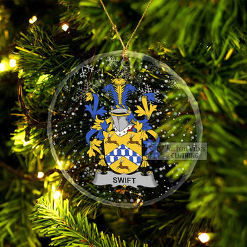 Tartan Vibes Clothing Swift Irish Clan Christmas Glass Ornament with Coat of Arms