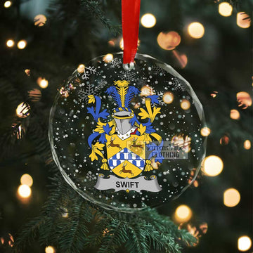 Tartan Vibes Clothing Swift Irish Clan Christmas Glass Ornament with Coat of Arms