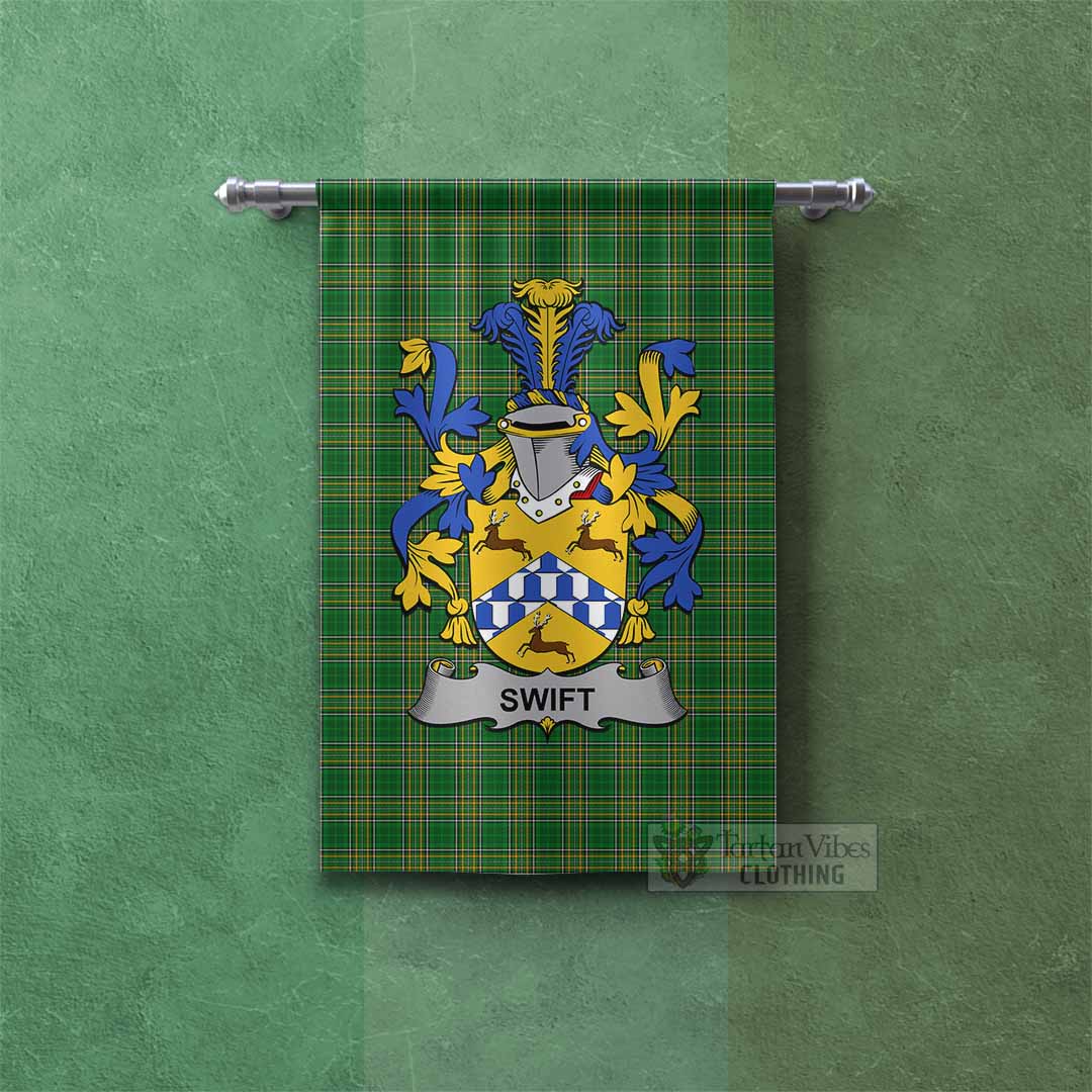 Tartan Vibes Clothing Swift Irish Clan Tartan Gonfalon, Tartan Banner with Coat of Arms