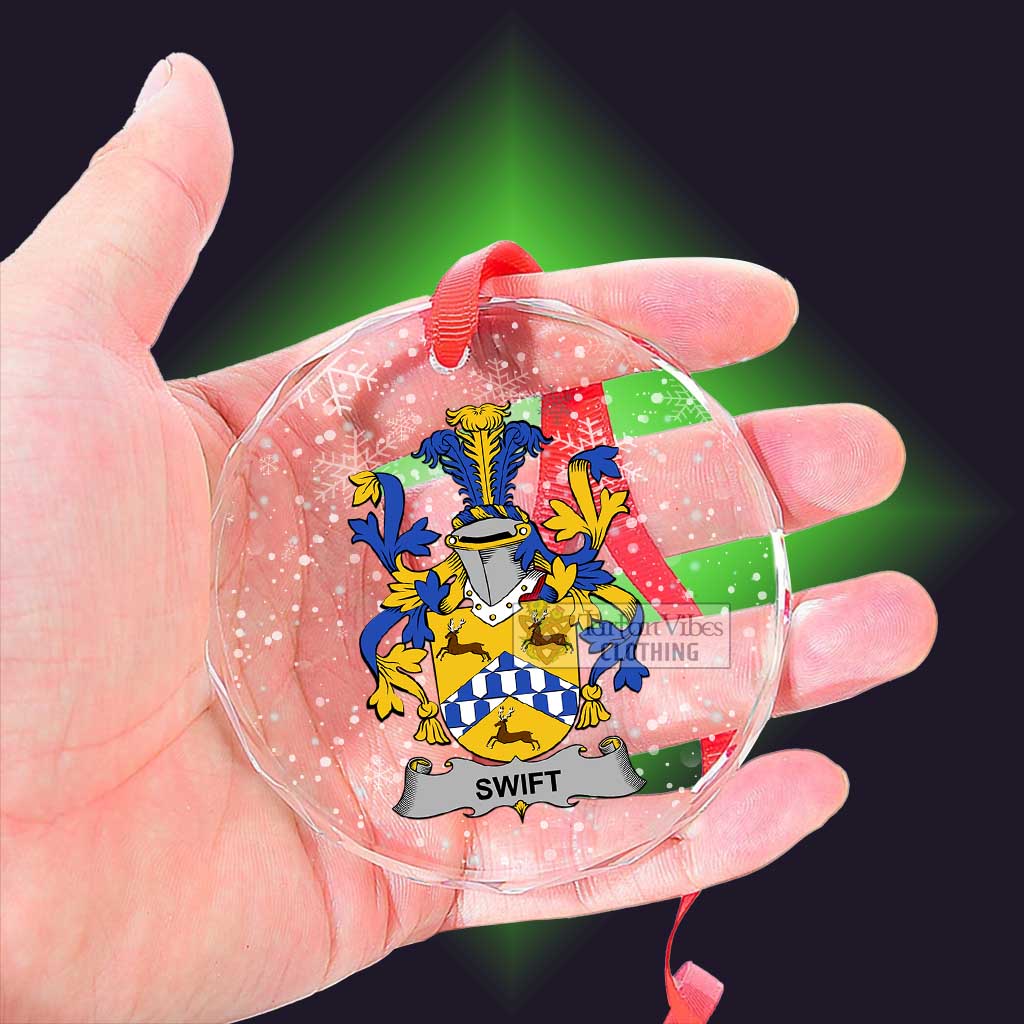 Swift Irish Clan Christmas Glass Ornament with Coat of Arms - 2D-tartanvibesclothing