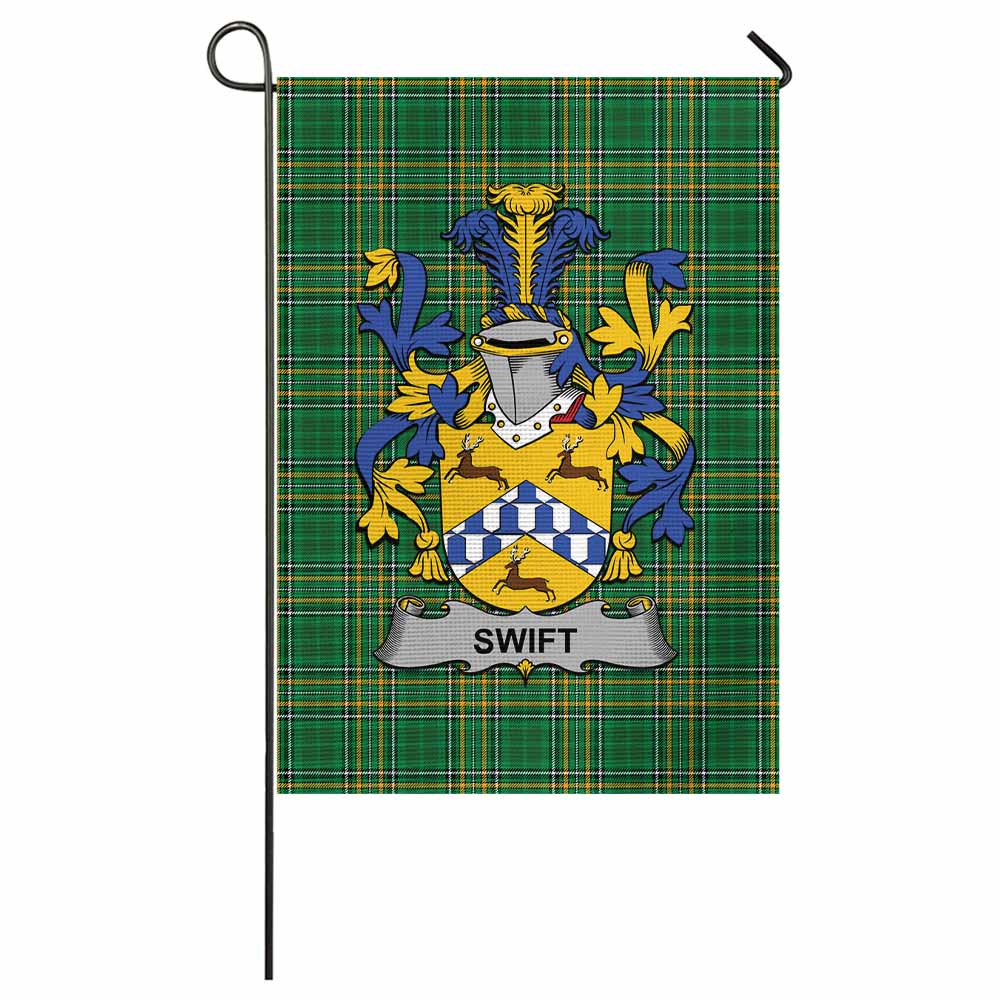 Swift Irish Clan Tartan Flag with Coat of Arms