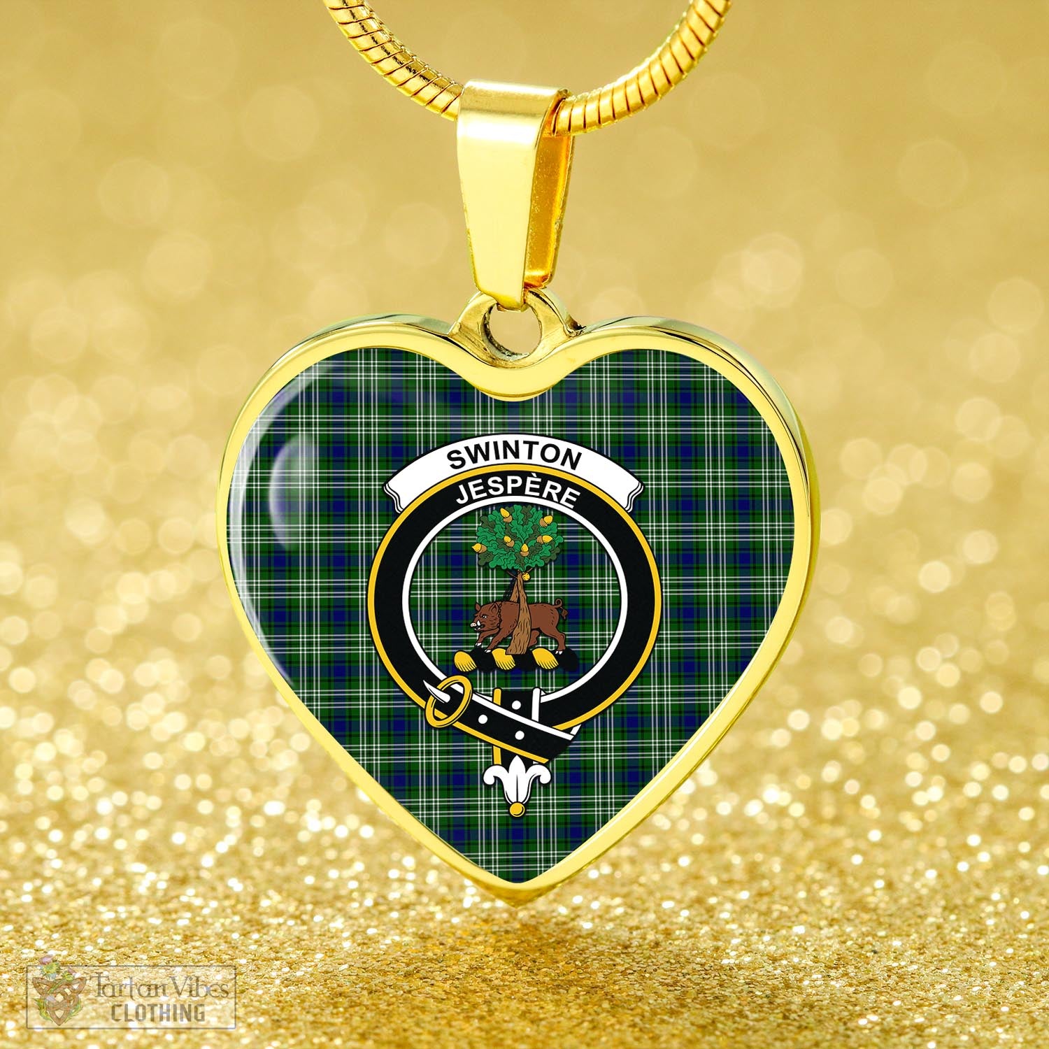 Swinton Tartan Heart Necklace with Family Crest - Tartan Vibes Clothing