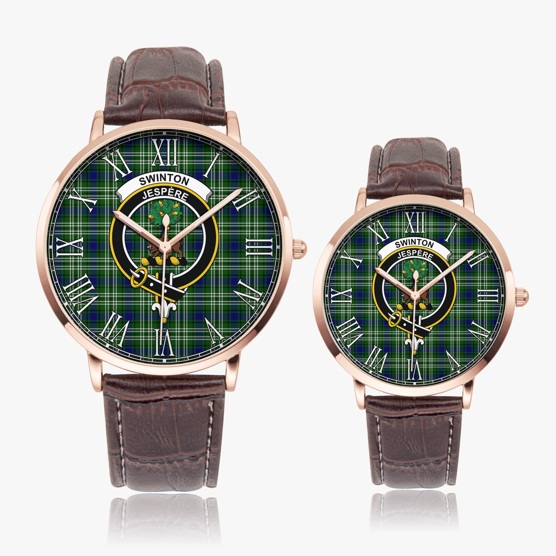 Swinton Tartan Family Crest Leather Strap Quartz Watch - Tartan Vibes Clothing