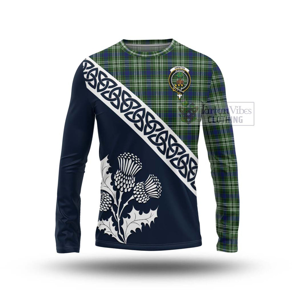 Swinton Tartan Long Sleeve T-Shirt Featuring Thistle and Scotland Map Unisex - Tartan Vibes Clothing