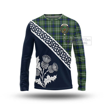 Swinton Tartan Long Sleeve T-Shirt Featuring Thistle and Scotland Map Unisex - Tartan Vibes Clothing