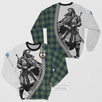 Swinton Tartan Clan Crest Sweatshirt with Highlander Warrior Celtic Style Unisex - Tartan Vibes Clothing