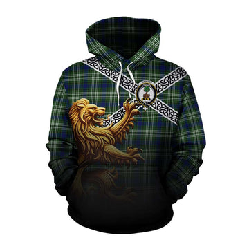 Swinton Crest Tartan Cotton Hoodie with Golden Lion Emblem Celtic Style Pullover Hoodie XS - Tartan Vibes Clothing