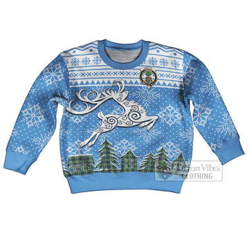 Swinton Clan Christmas Kid Ugly Sweater with Tartan and Celtic Reindeer Style Kid - Tartan Vibes Clothing