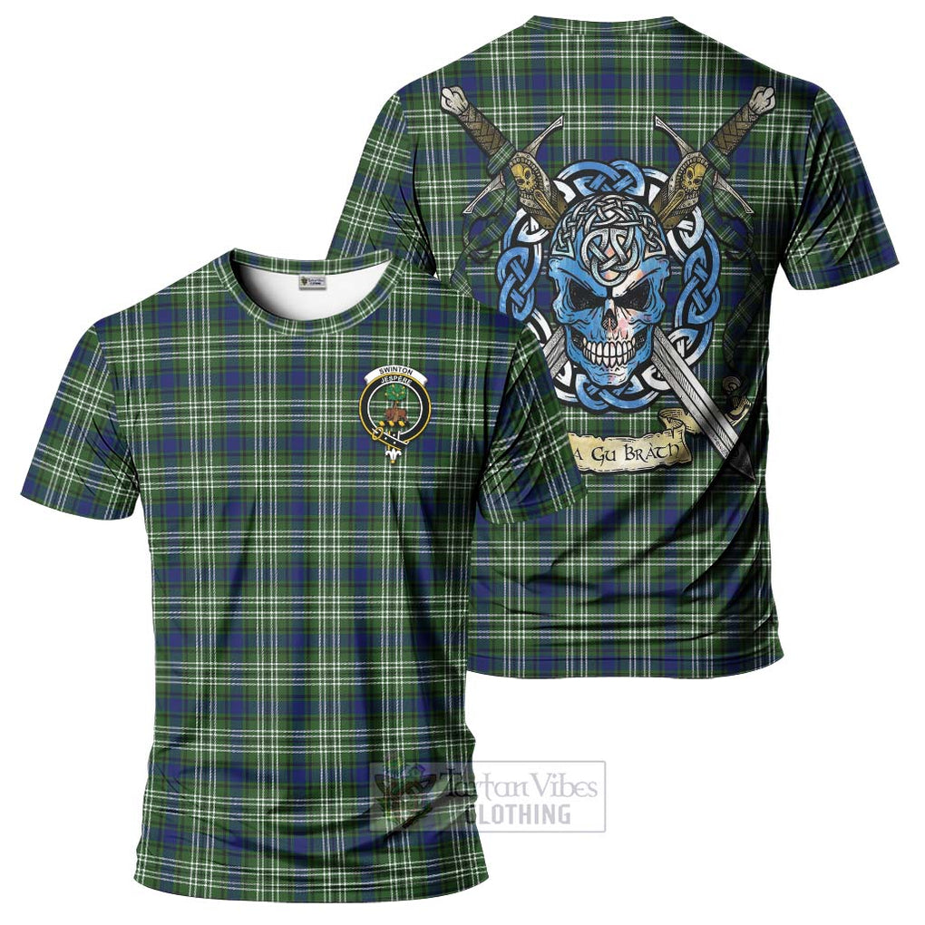 Swinton Tartan T-Shirt with Family Crest Celtic Skull Style Kid's Shirt - Tartan Vibes Clothing