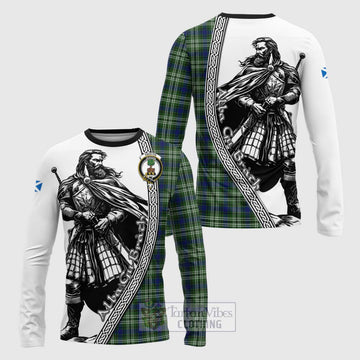 Swinton Tartan Clan Crest Long Sleeve T-Shirt with Highlander Warrior Celtic Style Unisex - Tartan Vibes Clothing
