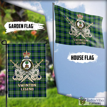 Swinton Tartan Flag with Clan Crest and the Golden Sword of Courageous Legacy