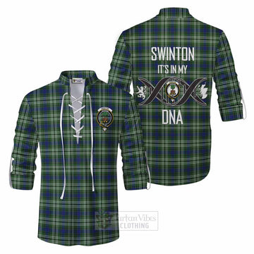 Swinton Tartan Ghillie Kilt Shirt with Family Crest DNA In Me Style Men - Tartan Vibes Clothing