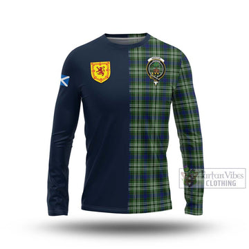Swinton Tartan Long Sleeve T-Shirt Alba with Scottish Lion Royal Arm Half Style Unisex - Tartan Vibes Clothing