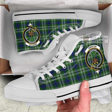 Swinton Tartan High Top Shoes with Family Crest Kid High Top - White Sole - Tartan Vibes Clothing