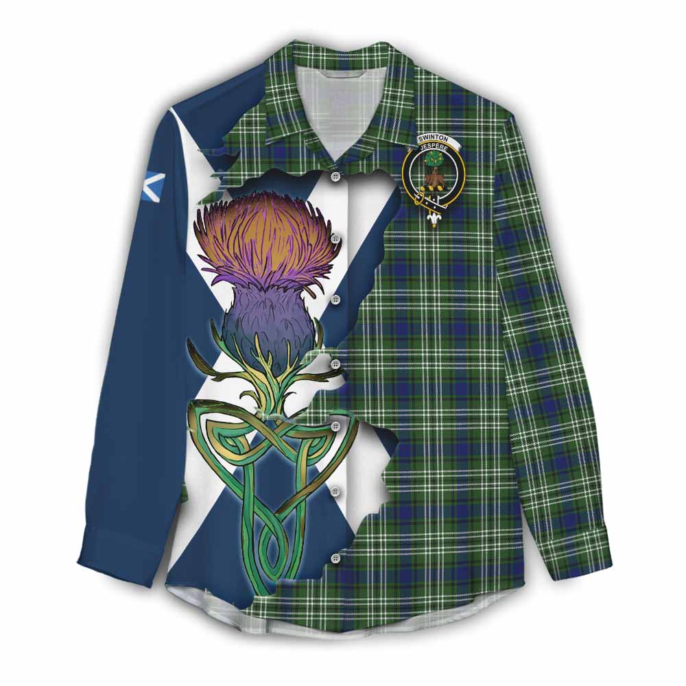 Tartan Vibes Clothing Swinton Tartan Family Crest Women's Casual Shirt Scottish Thistle Celtic Inspired