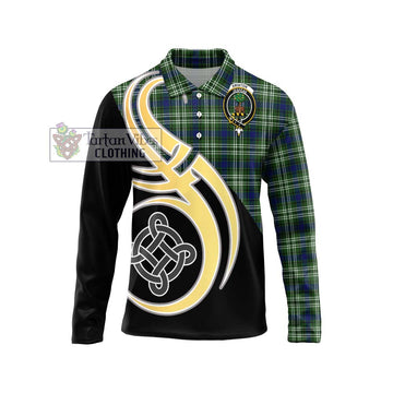 Swinton Tartan Long Sleeve Polo Shirt with Family Crest and Celtic Symbol Style Unisex - Tartan Vibes Clothing