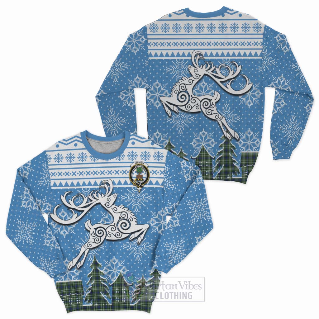 Swinton Clan Christmas Sweatshirt Celtic Reindeer Style Unisex - Tartan Vibes Clothing