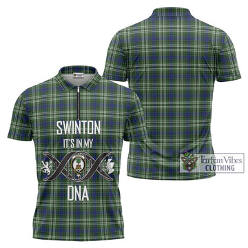 Swinton Tartan Zipper Polo Shirt with Family Crest DNA In Me Style Unisex - Tartan Vibes Clothing