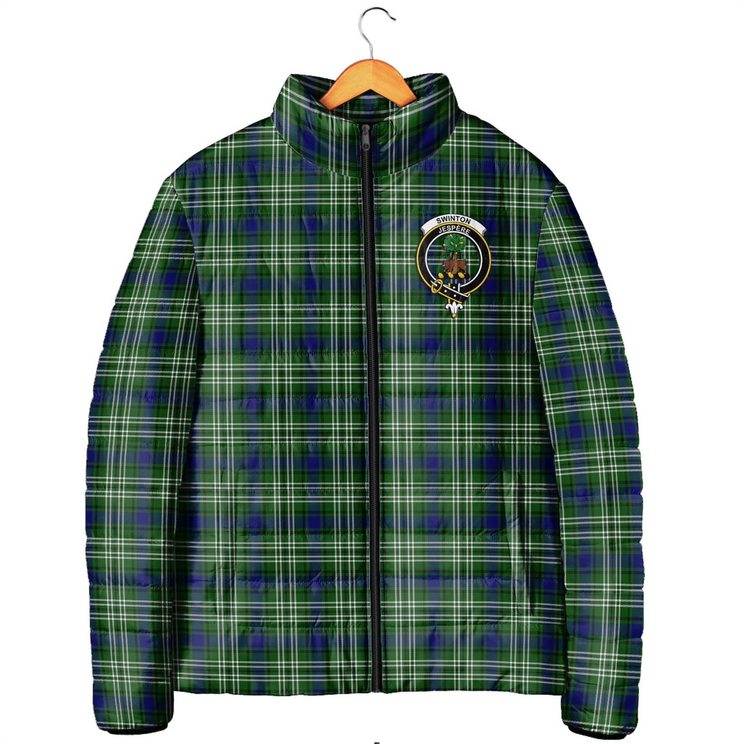 Swinton Tartan Padded Jacket with Family Crest Men's Padded Jacket - Tartan Vibes Clothing