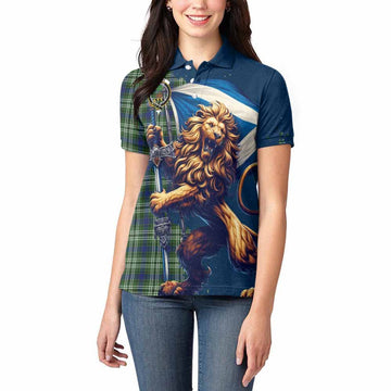 Swinton Tartan Family Crest Women's Polo Shirt with Scottish Majestic Lion Women - Tartan Vibes Clothing