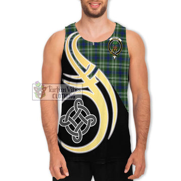 Swinton Tartan Men's Tank Top with Family Crest and Celtic Symbol Style Men - Tartan Vibes Clothing