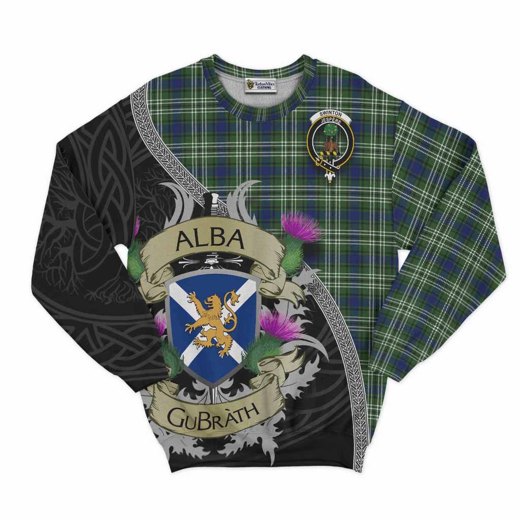 Swinton Tartan Family Crest Sweatshirt Lion Rampant Royal Thistle Shield Celtic Inspired Unisex - Tartan Vibes Clothing