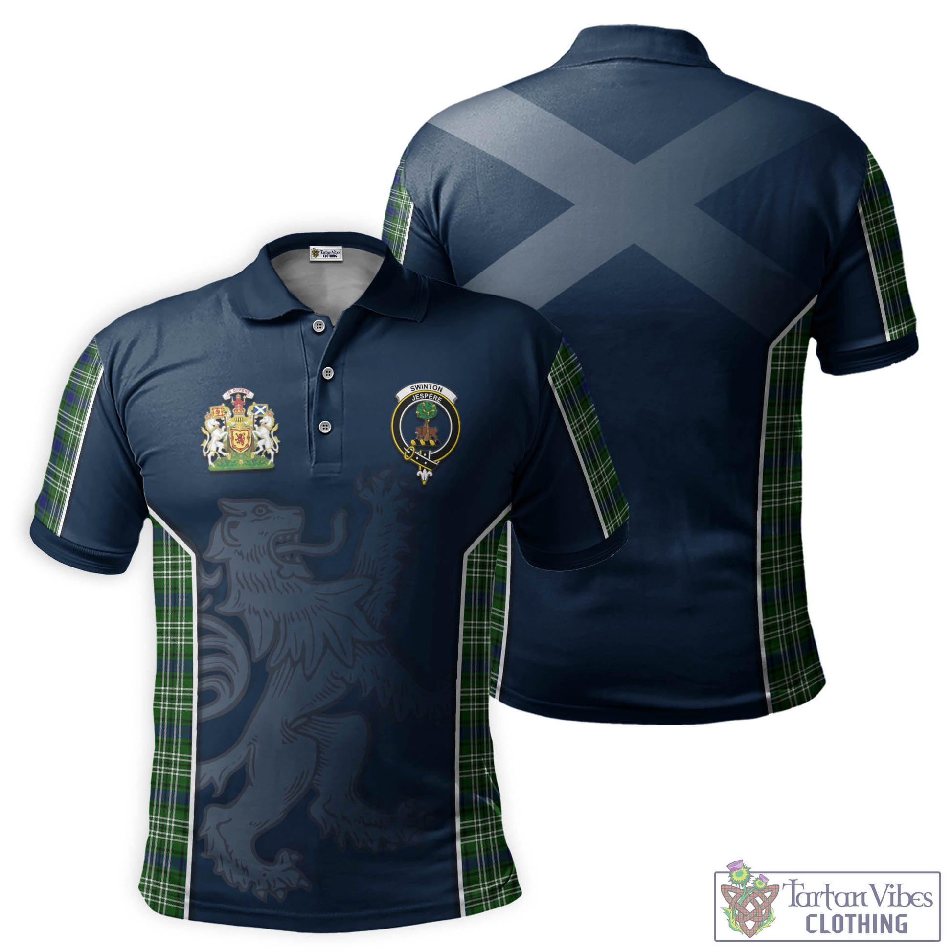 Tartan Vibes Clothing Swinton Tartan Men's Polo Shirt with Family Crest and Lion Rampant Vibes Sport Style