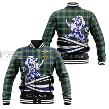Swinton Tartan Baseball Jacket with Alba Gu Brath Regal Lion Emblem Unisex - Tartan Vibes Clothing
