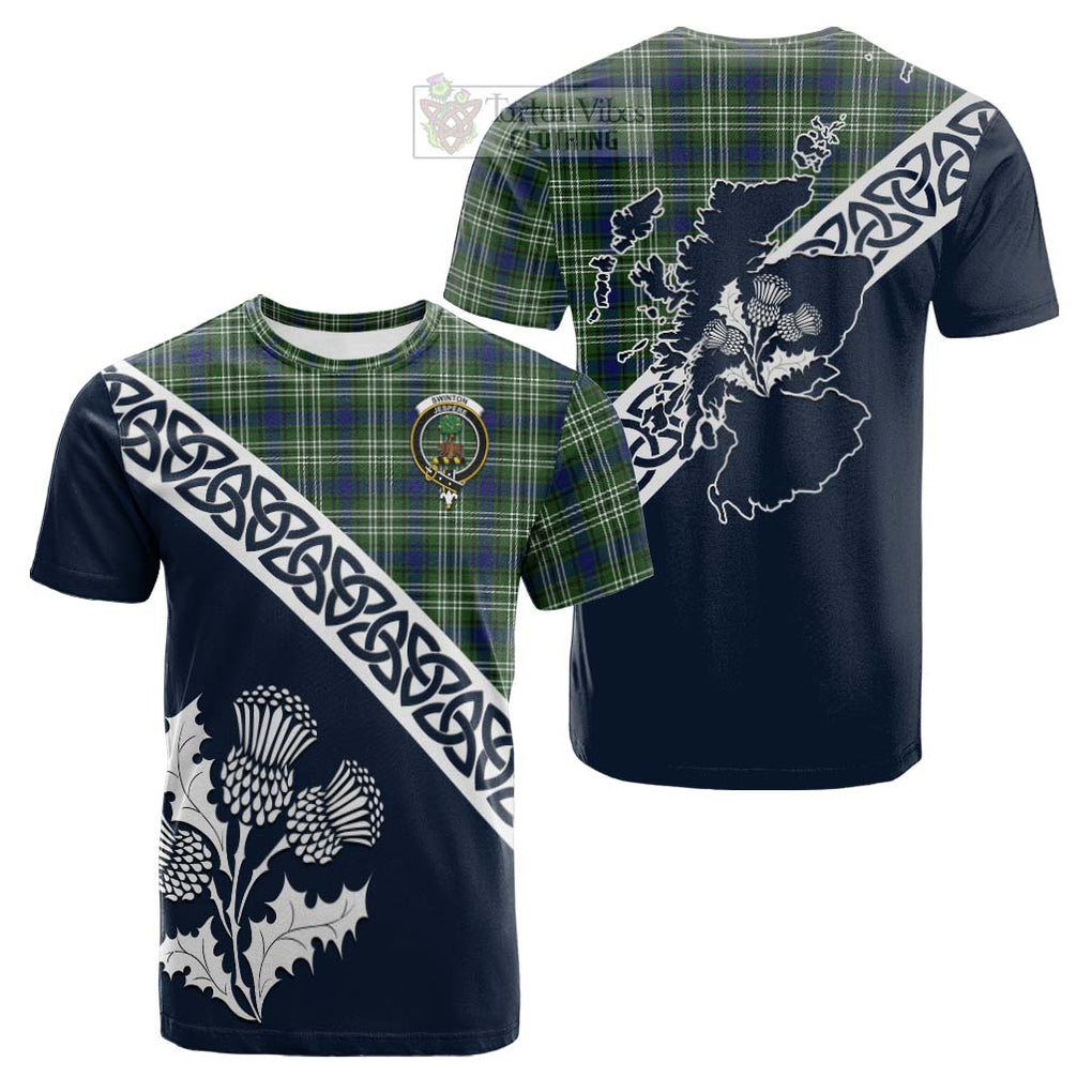 Swinton Tartan Cotton T-shirt Featuring Thistle and Scotland Map Kid's Shirt - Tartan Vibes Clothing