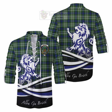 Swinton Tartan Ghillie Kilt Shirt with Alba Gu Brath Regal Lion Emblem Men - Tartan Vibes Clothing