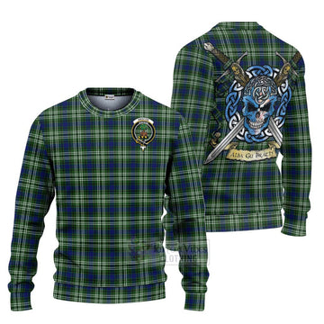 Swinton Tartan Ugly Sweater with Family Crest Celtic Skull Style Unisex - Tartan Vibes Clothing
