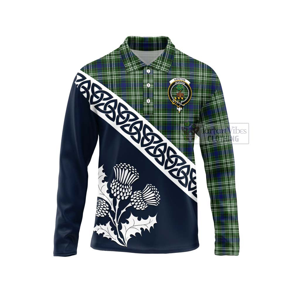 Swinton Tartan Long Sleeve Polo Shirt Featuring Thistle and Scotland Map Unisex - Tartan Vibes Clothing