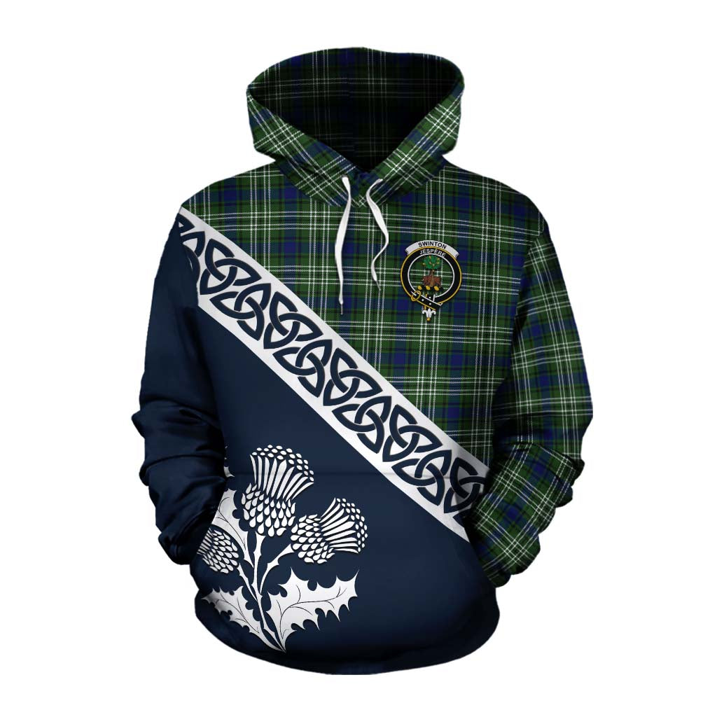 Swinton Tartan Cotton Hoodie Featuring Thistle and Scotland Map Pullover Hoodie XS - Tartan Vibes Clothing
