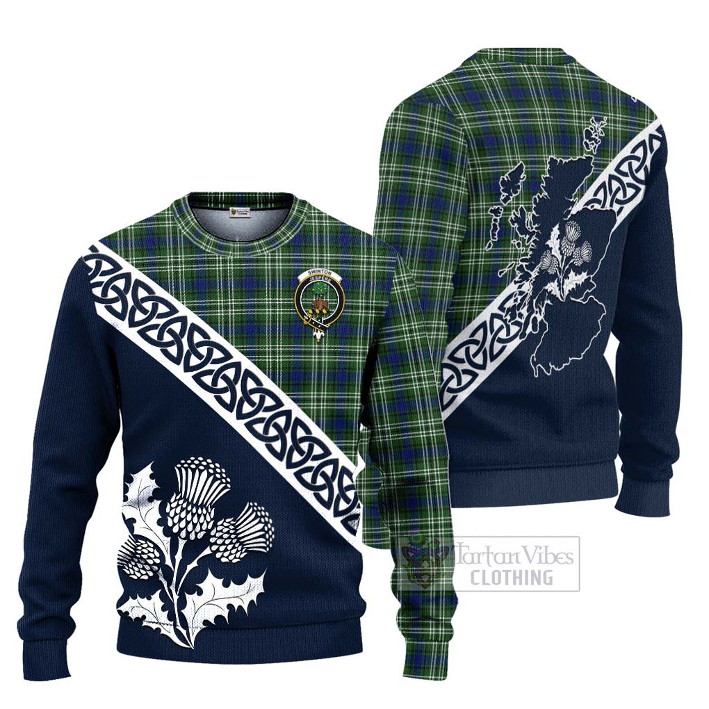 Swinton Tartan Ugly Sweater Featuring Thistle and Scotland Map Unisex - Tartan Vibes Clothing