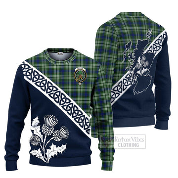 Swinton Tartan Ugly Sweater Featuring Thistle and Scotland Map Unisex - Tartan Vibes Clothing