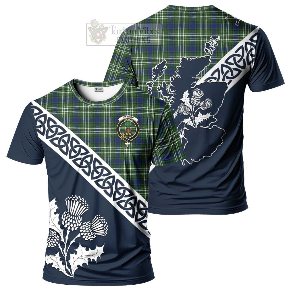 Swinton Tartan T-Shirt Featuring Thistle and Scotland Map Kid's Shirt - Tartanvibesclothing Store