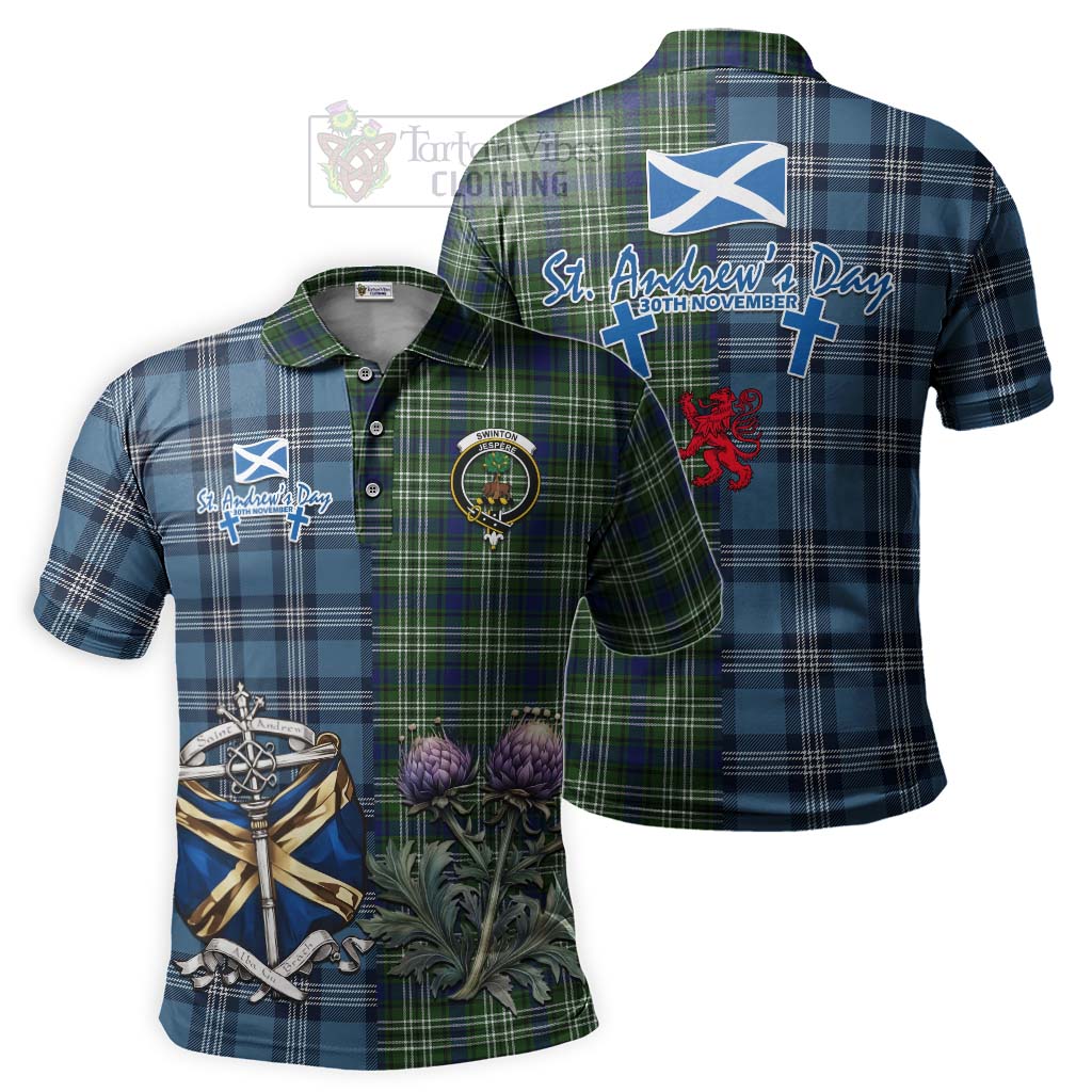 Swinton Tartan Polo Shirt Happy St. Andrew's Day Half Tartan Style Kid - Tartan Vibes Clothing
