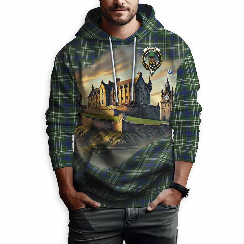 Swinton Tartan Family Crest Hoodie with Scottish Ancient Castle Style Pullover Hoodie - Tartan Vibes Clothing