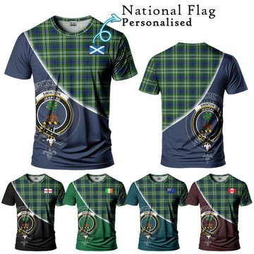 Swinton Tartan T-Shirt with Personalised National Flag and Family Crest Half Style Kid's Shirt - Tartan Vibes Clothing