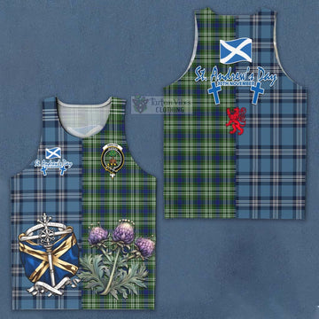 Swinton Tartan Men's Tank Top Happy St. Andrew's Day Half Tartan Style Men - Tartan Vibes Clothing